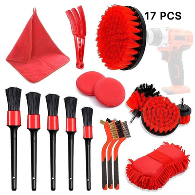 17PCS Detailing Brush Set For Car Wash PP Nylon Material