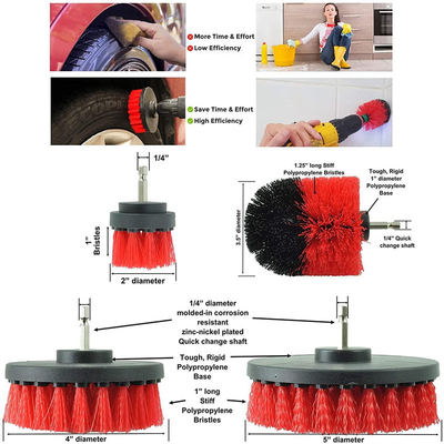 18 Pcs Red Color Car Cleaning Brush Set PP Fiber Material