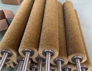 SGS Industrial Roller Brush Copper Plated Steel Wire Brush Roller For Industrial Polishing