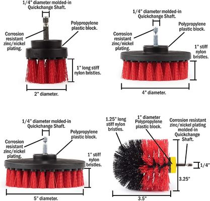 5inch 4Pcs Drill Cleaning Brush For Car Surface Wheels Trims Wind Vent Use