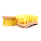 Yellow Natural Car Leather Cleaning Brush 15.5cm Plastic Handle