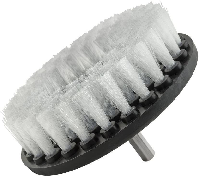 White single cleaning drill brush, drill scrub brush for car cleaning and floor cleaning
