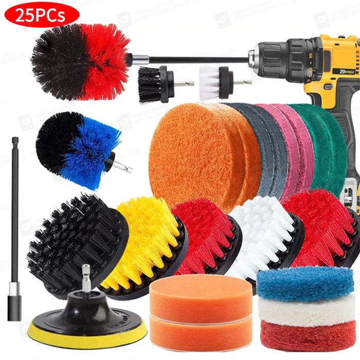 25 Pieces 310g Electric Drill Brush Set For Floor Toilet And Carpet Cleaning Brush