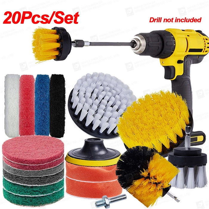20 Pcs Scrubber Drill Brush Set Polishing Pad Car Cleaning Brushes