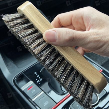 Horsehair Solid Beech Wood Handle Cleaning Brush 12x5.7x4cm