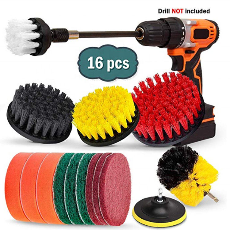 16PCs PP Electric Drill Brush Set For Car Wash Household Cleaning