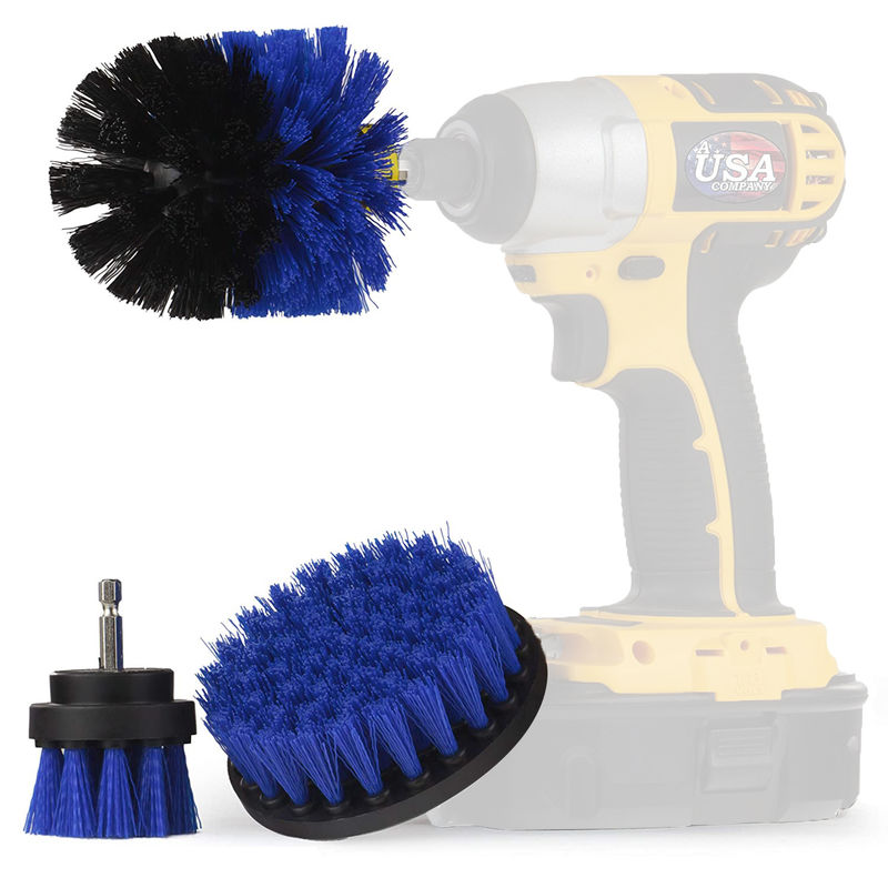 3Pcs Blue Scrub Brush Drill Power For Bathroom Floor Cleaning