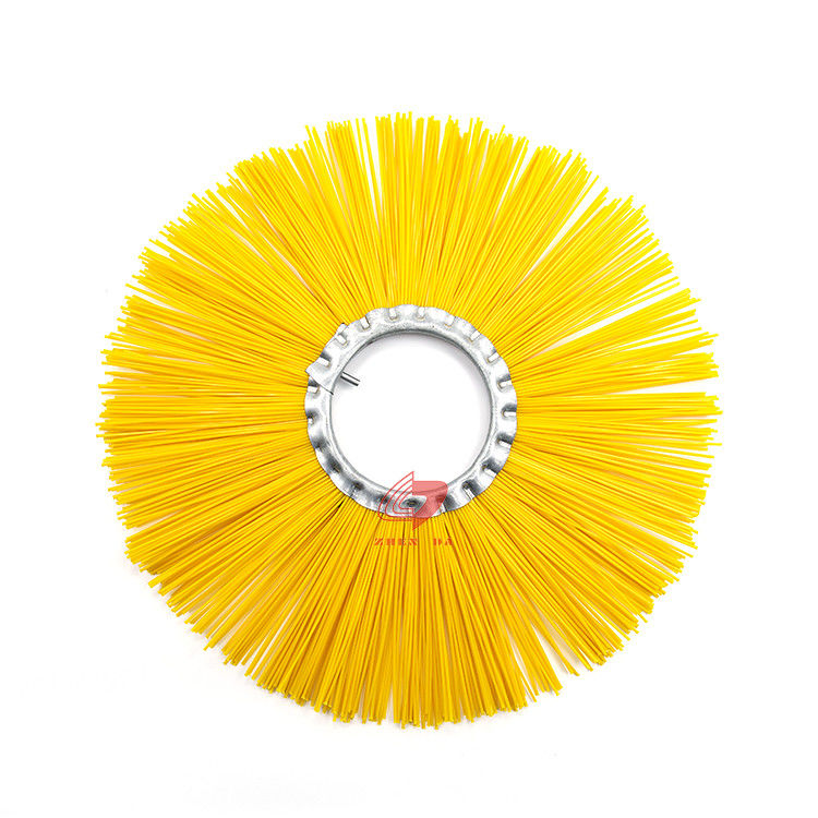 PP Wire Flat Disc Wafer Road Sweeper Brush Yellow Customized Color