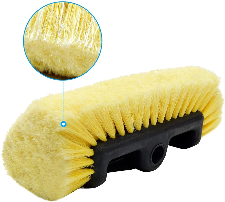 10 " Yellow Quad All Sided Car Detailing Brush With Soft Bristle RV Truck Use