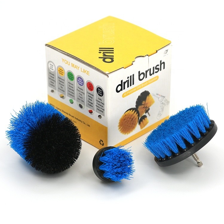 Nylon 3 Piece Drill Brush Set For Car / House Cleaning